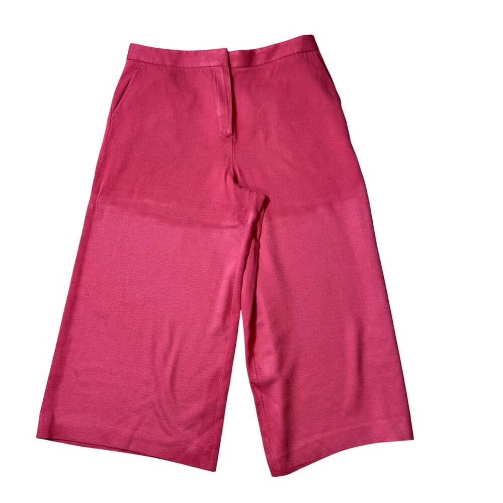 Massimo Dutti Wide-Leg Trousers Culottes Pants Flat Front Hot Pink Women’s‎ 10